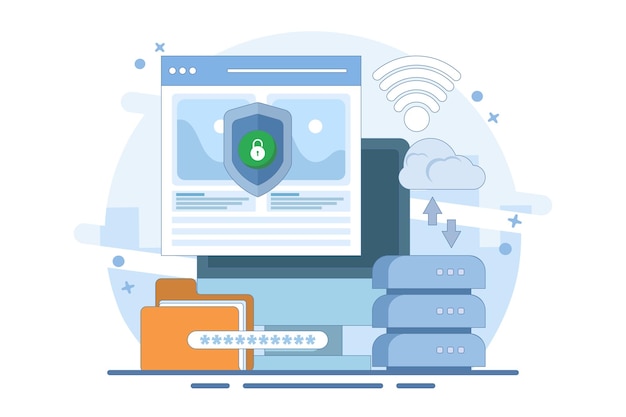 data protection concept or security of personal and business documents with password verification