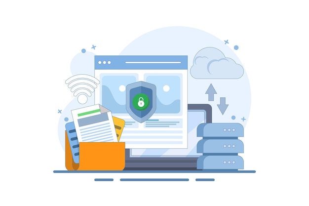 data protection concept or security of personal and business documents with password verification