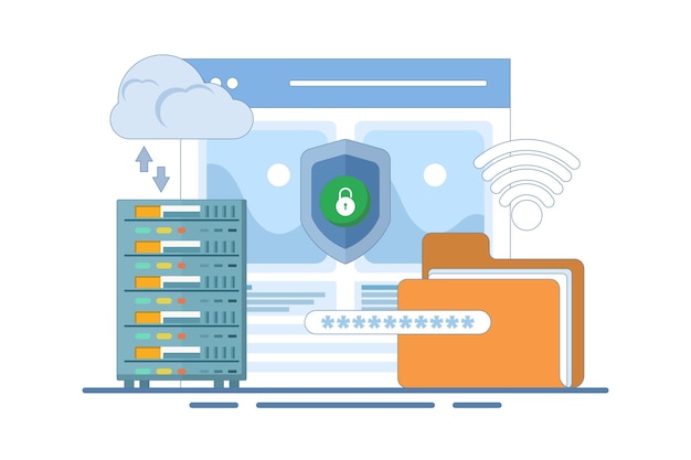 data protection concept or security of personal and business documents with password verification