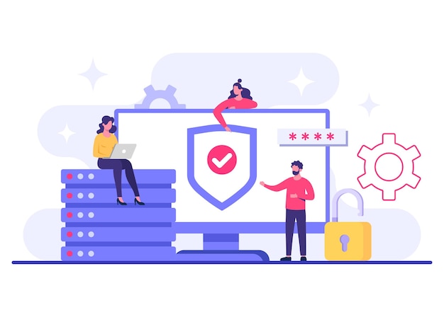 Data protection flat illustration vector template Cyber security Network security