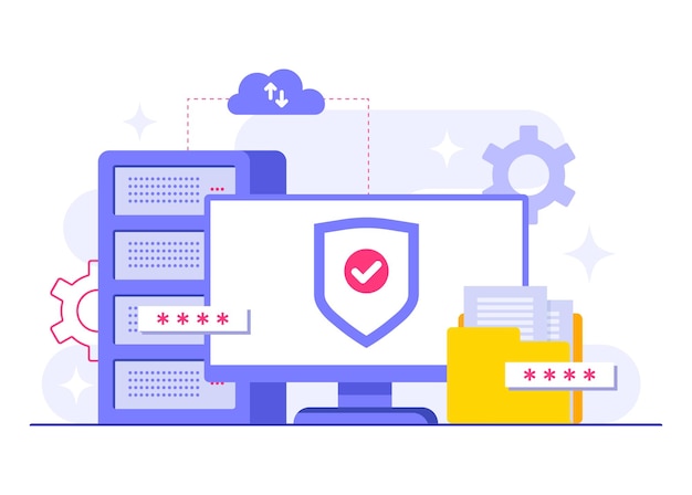 Data protection flat illustration vector template Cyber security Network security