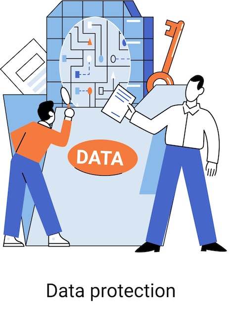 Data protection metaphor privacy information security Secure data management and protect data hacker attacks Protected access control antivirus software safe internet communication secure storage