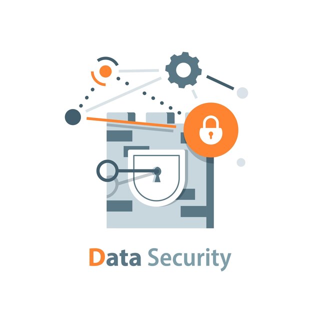 data securityOnline server protection system conceptflat design icon vector illustration