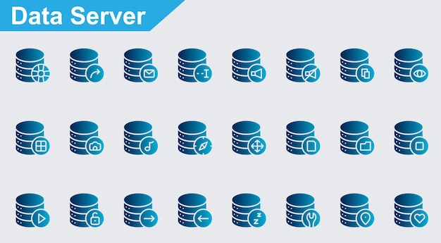 Data server vector icons on white background