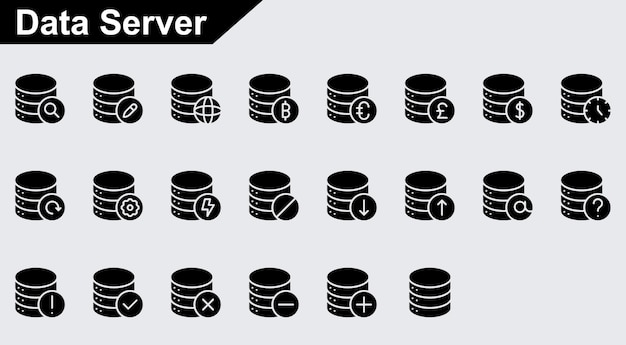 Data server vector icons on white background
