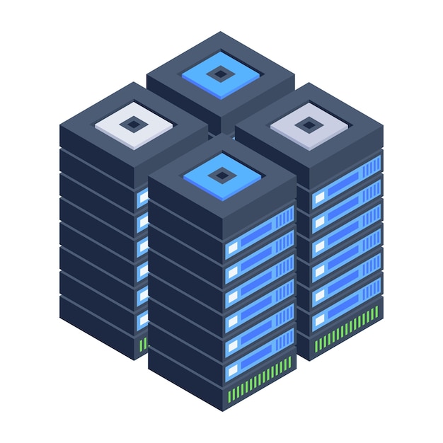 Data Servers Isometric Icons