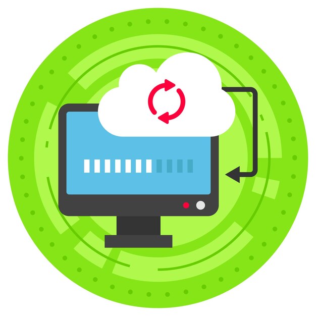 Data Sync in Progress with Remote Server Concept automated data synchronization Vector Design Cloud
