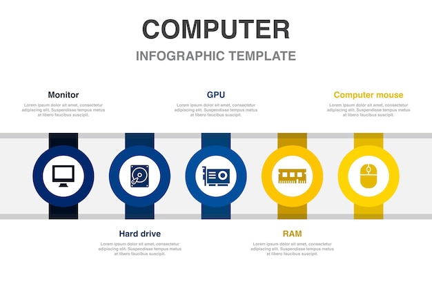Data Visualization big data Analytics Machine Learning data center icons Infographic design layout design template Creative presentation concept with 5 steps