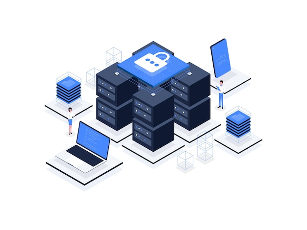 Database Isometric Illustration Flat Color Suitable for Mobile App Website Banner Diagrams Presentation and Other Graphic Assets