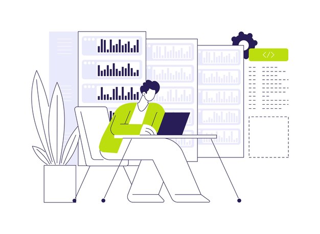 Database programming abstract concept vector illustration developer programming and coding database