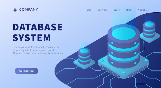 Database system concept with big data environment and connection transfer data with isometric style