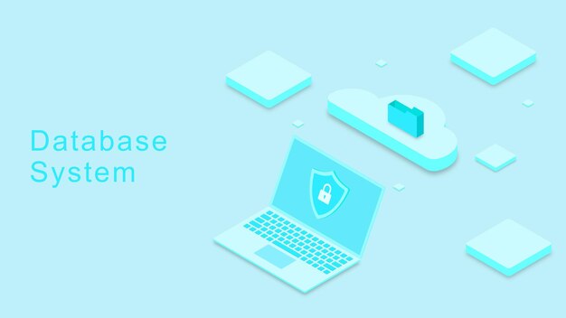 Database system data storage data network management and cloud computing technology concept