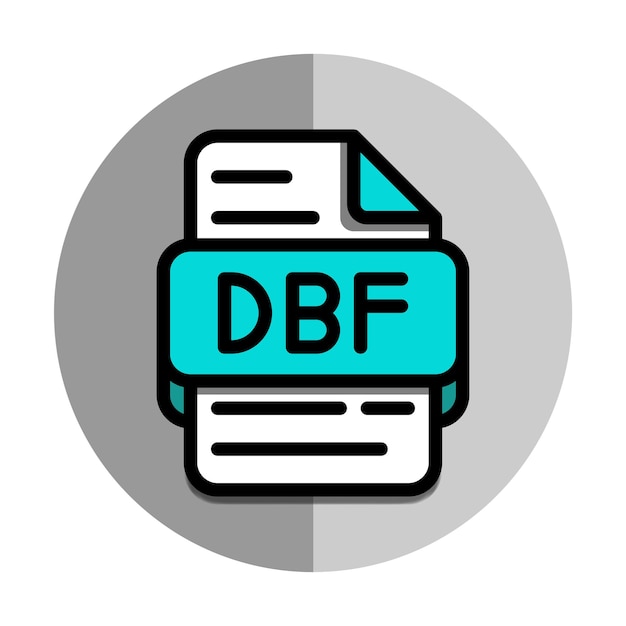 Dbf file type icons format files extension symbol icon with flat style and background