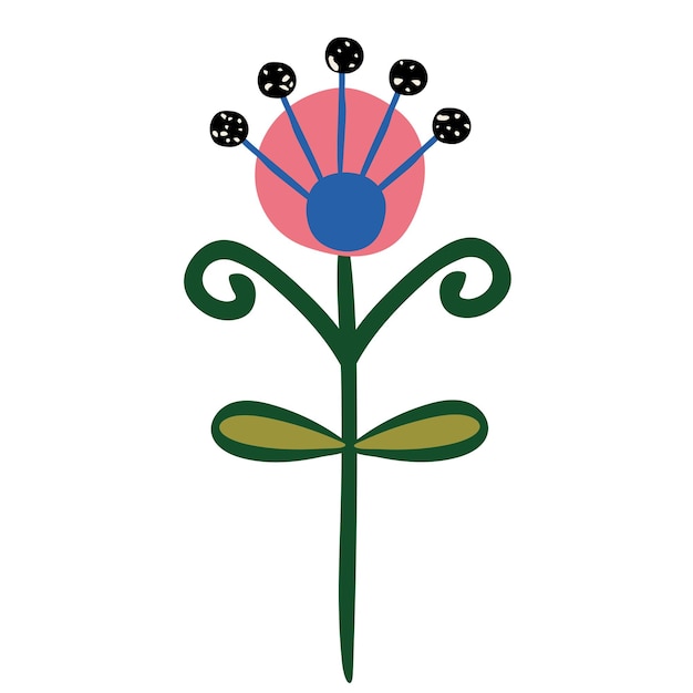 Decorative flower ethno style Simple decorative element Chamomile or dandelion in scandinavian style