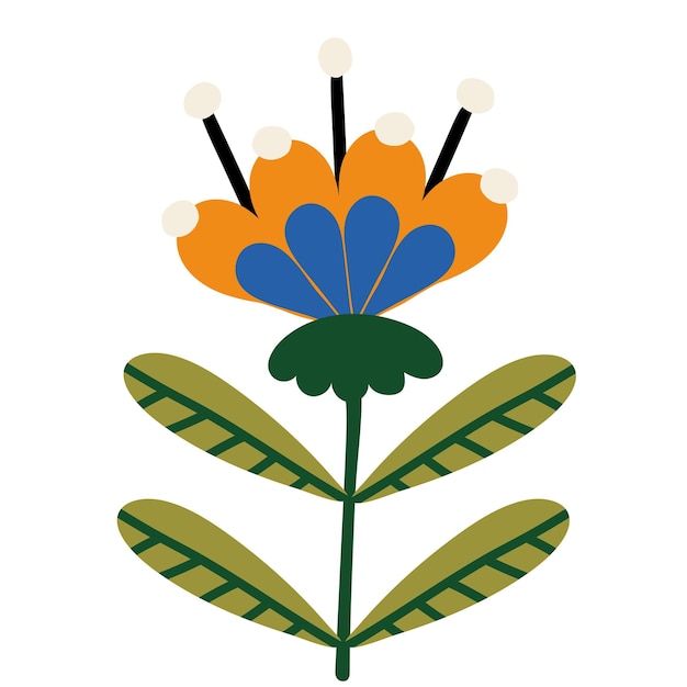 Decorative flower in ethno style Simple decorative element Chamomile in scandinavian style