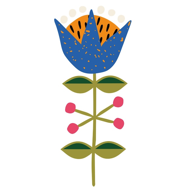 Decorative flower in ethno style Simple decorative element Tulip in scandinavian style