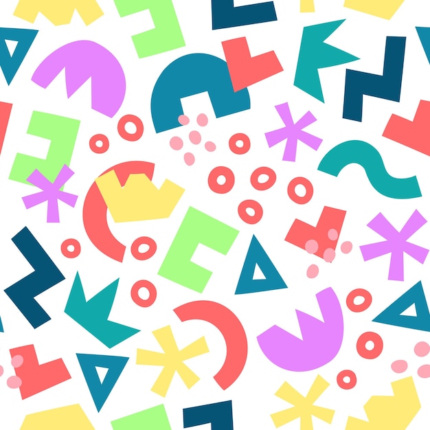 Decorative seamless pattern with colorful abstract geometric shapes