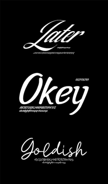 Decorative Set Creative Vector Script Brush Display Alphabet Fonts Design Pack Vector Illustration