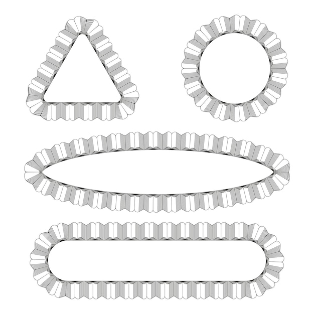 Decorative shape frames Triangle circle forms Ornamental vector border Fine outline detail