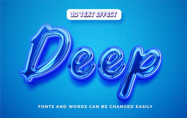 Deep blue ocean 3d editable text effect style