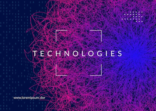 Deep learning concept. Digital technology abstract background. Artificial intelligence and big data. Tech visual for screen template. Geometric deep learning backdrop.