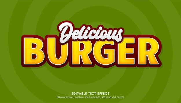 delicious burger editable 3d text effect template bold typography and abstract style drinks logo