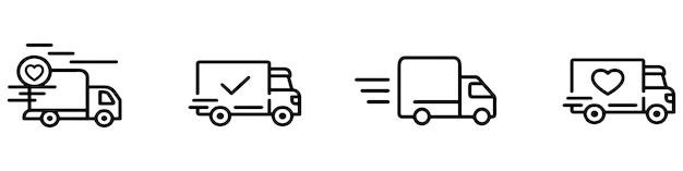 Delivery Truck icon set Express delivery trucks icons Fast shipping truck Free delivery 24 hours