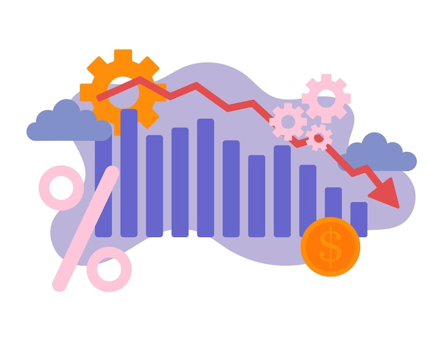descending chart the concept of the economic crisis vector isolated on a white background