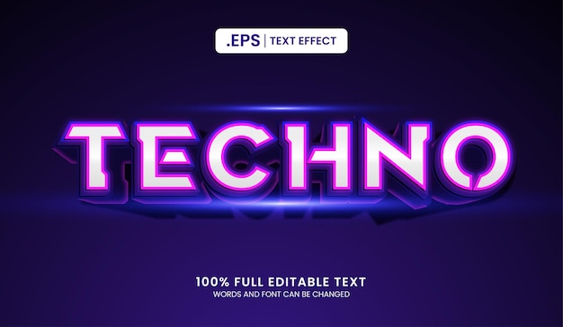 Design editable text effect techno text vector illustration
