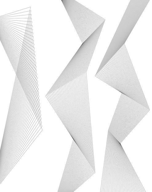 Design element Curved sharp corners wave many lines Abstract vertical broken stripes on white background isolated Creative line art Vector illustration EPS 10 Colors line created using Blend Tool