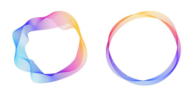 Design-elementit Monien violettien viivojen aalto ympyröi abstraktia pystyraitaa valkoisella pohjalla, eristettynä vektori-kuvitus EPS 10 Värikkäät aallot, joiden viivat on luotu sekoitustyökalulla