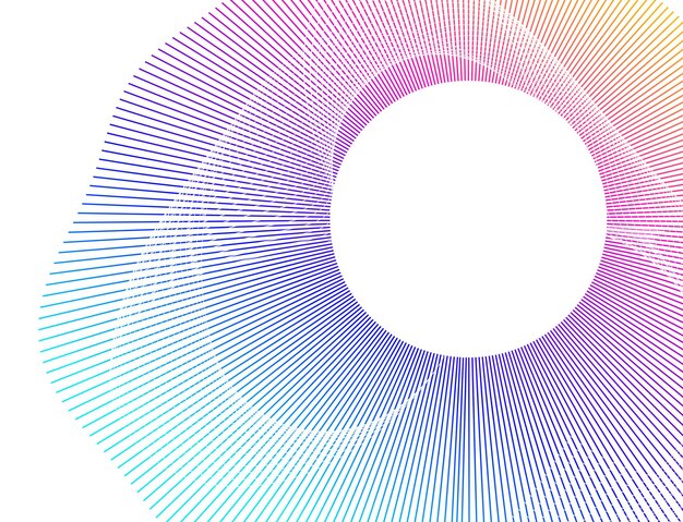 Design-elementit Monien violettien viivojen aalto ympyröi abstraktia pystyraitaa valkoisella pohjalla, eristettynä vektori-kuvitus EPS 10 Värikkäät aallot, joiden viivat on luotu sekoitustyökalulla