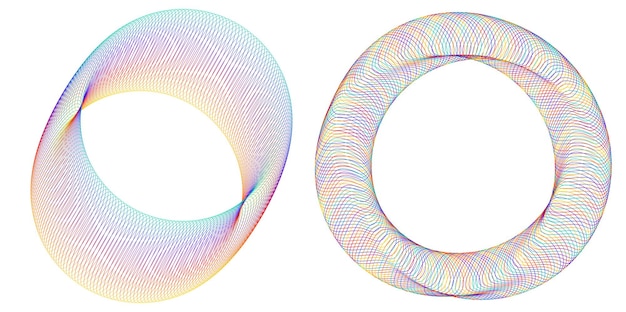 Design-elementit Monien violettien viivojen aalto ympyröi abstraktia pystyraitaa valkoisella pohjalla, eristettynä vektori-kuvitus EPS 10 Värikkäät aallot, joiden viivat on luotu sekoitustyökalulla