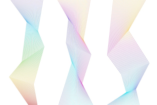 Design elements Curved sharp corners wave many lines Abstract vertical broken stripes on white background isolated Creative line art Vector illustration EPS 10 Color line created using Blend Tool