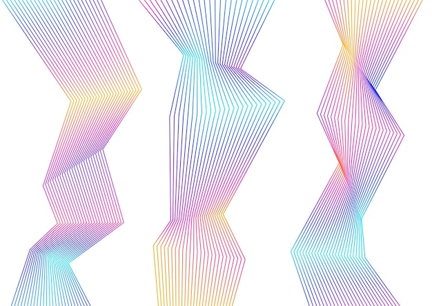 Design elements Curved sharp corners wave many lines Abstract vertical broken stripes on white background isolated Creative line art Vector illustration EPS 10 Color line created using Blend Tool