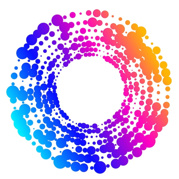 Design elements symbol Editable color halftone frame dot circle pattern on white background Vector illustration eps 10 frame with black random dots Round border Icon using halftone circle dots textu