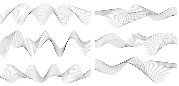 Design elements Wave of many gray lines Abstract wavy stripes on white background isolated Creative line art Vector illustration EPS 10 Colourful shiny waves with lines created using Blend Tool