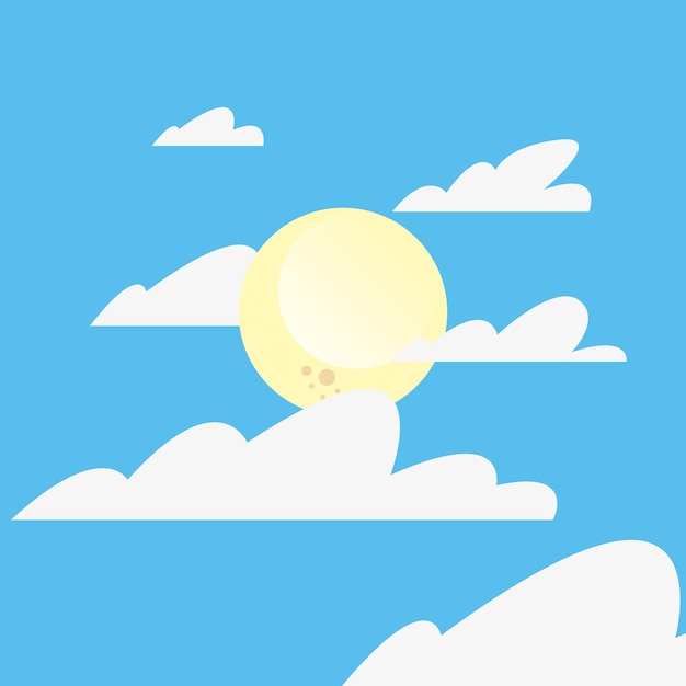 Design of a sky with sun and clouds