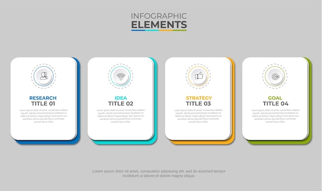 design presentation template with 4 steps