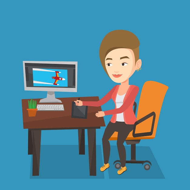 designer using digital graphics tablet.
