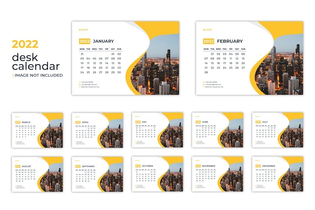 Desk calendar 2022 template