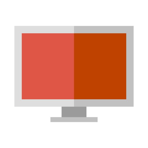 Desktop computer icon in flat color style