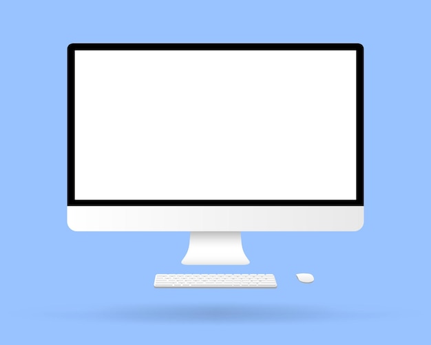 Desktop computer Screen device mockup blank monitor3d white screen vector Isolated illustration