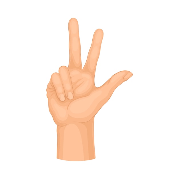 Detailed Hand Making Peace Gesture Vector Isolated on White Background Element Voiceless Social Communication Concept
