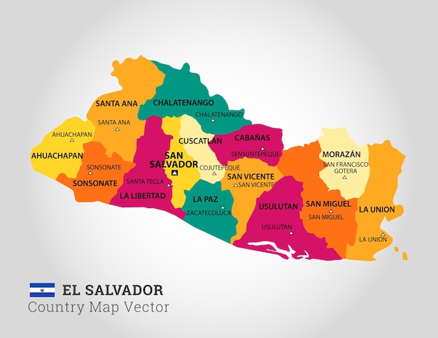 Detailed Map Of El Salvador Vector Illustration