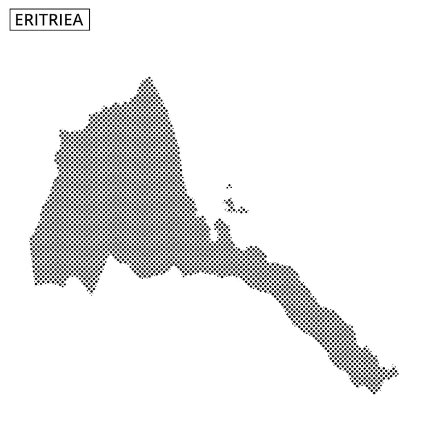 Detailed outline of Eritrea showcasing geographic features and borders