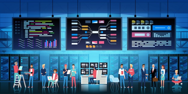 Development office  concept with stuff and data center conference hall