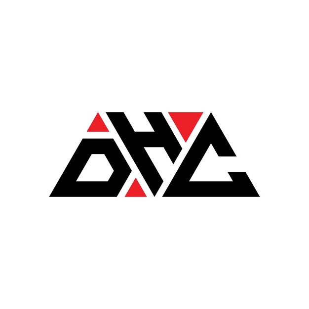 DHC triangle letter logo design with triangle shape DHC triangle logo design monogram DHC triangle vector logo template with red color DHC triangular logo Simple Elegant and Luxurious Logo DHC