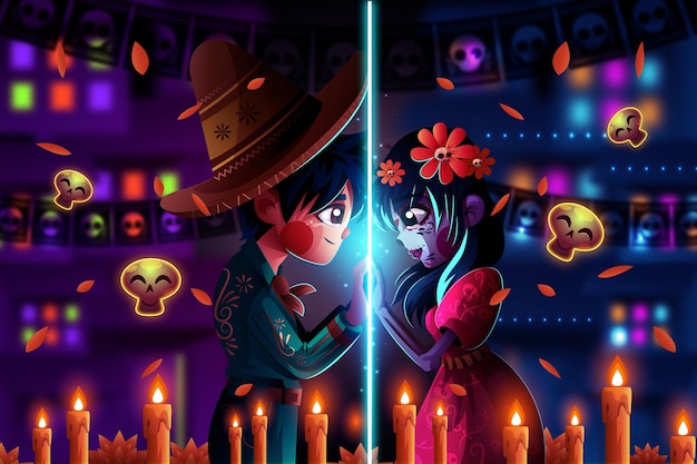 Dia de los muertos cartoon illustration