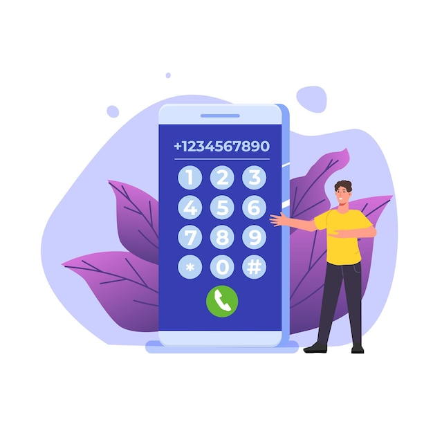 Dial number connection concept Flat style